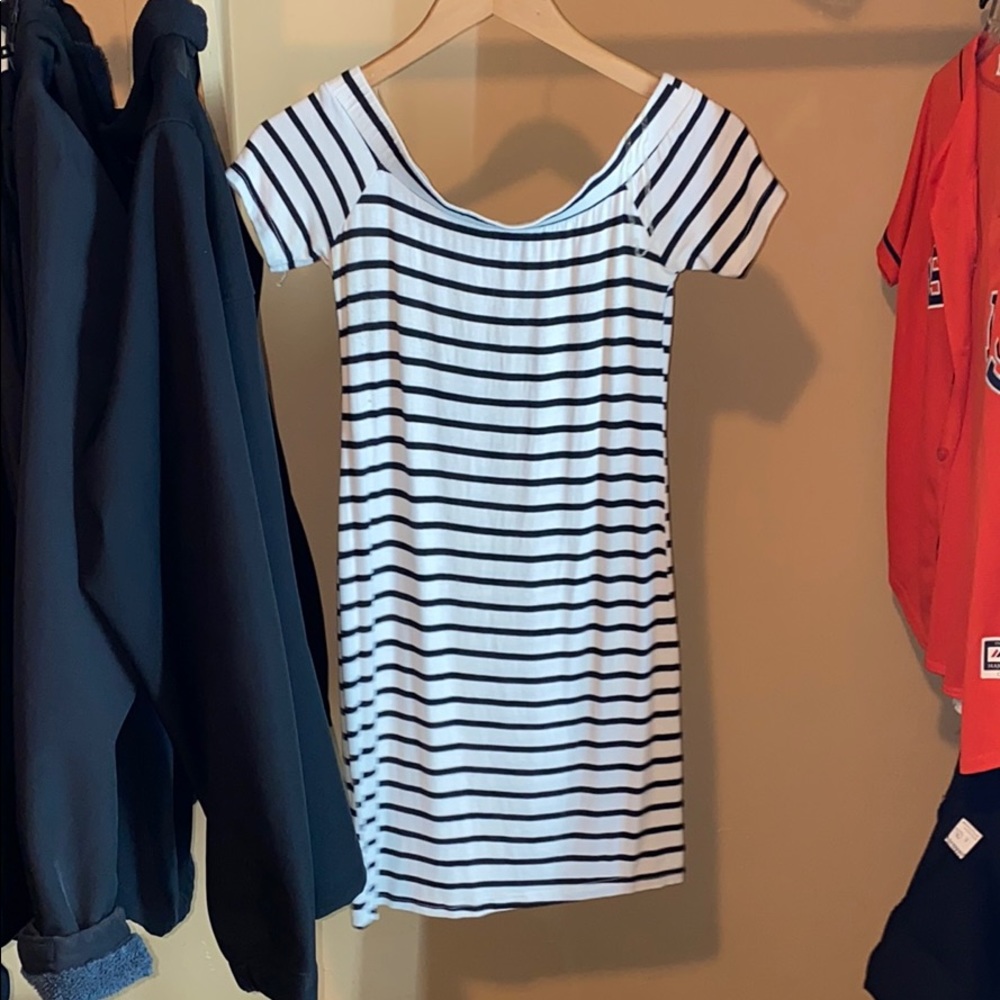 Striped off shoulder dress